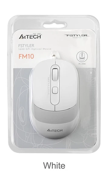 A4 Tech Fm10 Usb Fstyler Beyaz Optik 1600 Dpı Mouse ürün görseli 1