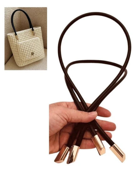 Çanta Aksesuar 60 cm Koyu Kahve Renk Trend Model Çift Çanta Sapı ürün görseli 1