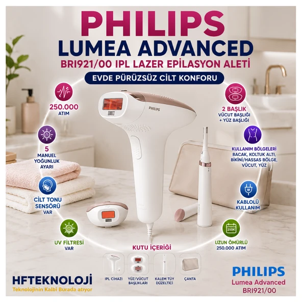 Philips 300.000 Işık atımı ile tüm vücut için,Lumea 7000 Series BRI920/00 IPL Lazer Epilasyon Aleti ürün görseli 1