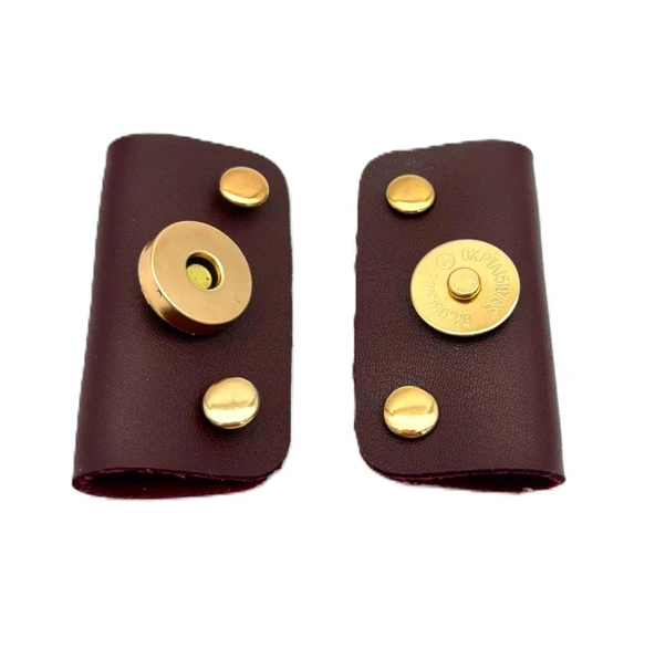 Çanta Aksesuar Bordo Suni Derili Troklu Mıknatıslı Çıtçıt Light Gold Metalli ürün görseli 1