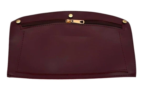 Çanta Aksesuar 24x15 cm Bordo  Renk Troklu Suni Deri Cep Light Gold Metalli ürün görseli 1