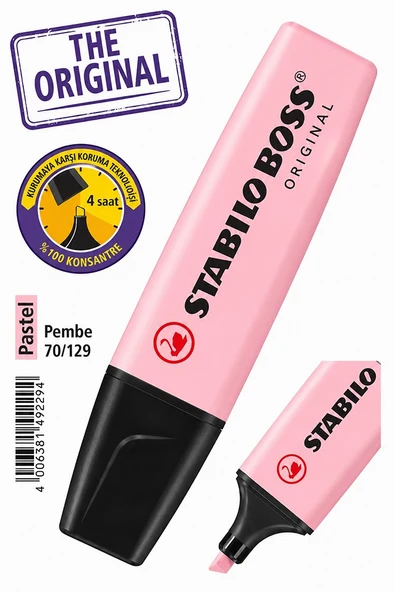 Pastel Pembe Fosforlu Kalem 1 Adet Orjinal Stabilo Boss 70/129 İşaretleme Kalemi Canlı Renk Pürüzsüz Yazım Solmaz Mürek ürün görseli 1