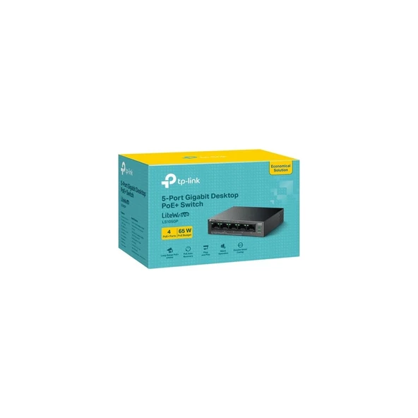 LS105GP 4 Port Gıgabıt + 1 Port RJ45 Uplınk Poe 65W 250 Metre Poe Mesafe Metal Kasa Swıtch ürün görseli 1