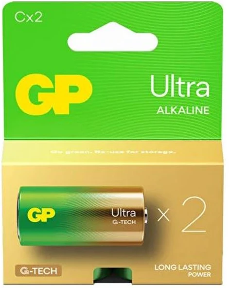 GP G-Tech LR14 Orta Boy Ultra Alkalin Pil 2'li Paket GP14AU-U2 C Boy ürün görseli 1