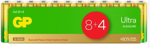 GP G-Tech LR6 AA Boy Ultra Alkalin Kalem Pil 12'li Paket GP15AU-VS12 ürün görseli 1