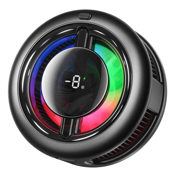 HADRON CX19 Manyetik Telefon Soğutucu Fan 15W Kablosuz Şarjlı RGB Isı Göstergeli Siyah ürün görseli 1