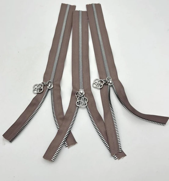 Çanta Aksesuar Başlıklı Fermuar Set 30 Cm Gümüş Metal Vizon 3 Adet ürün görseli 1