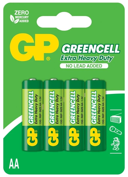 GP Greencel R6 AA Boy Çinko Kalem Pil 4'lü Paket GP15G-U4 ürün görseli 1