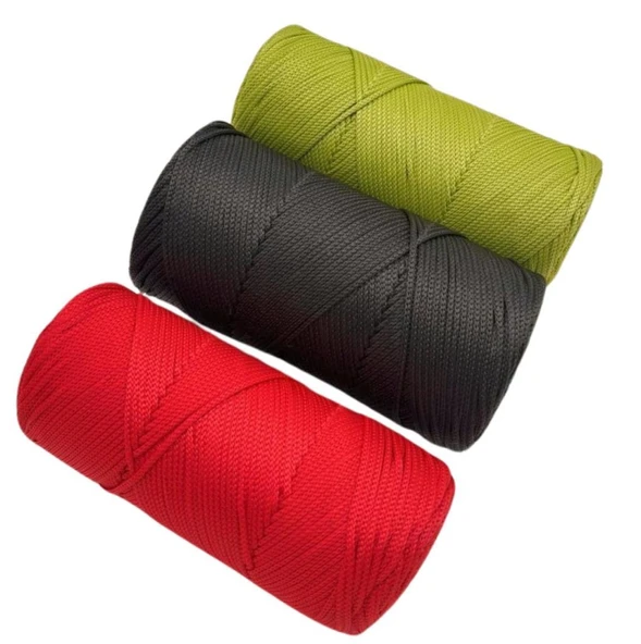 Çanta Aksesuar Polyester Makrome Set  (Kırmızı, Fıstık Yeşil, Antrasit) ürün görseli 1
