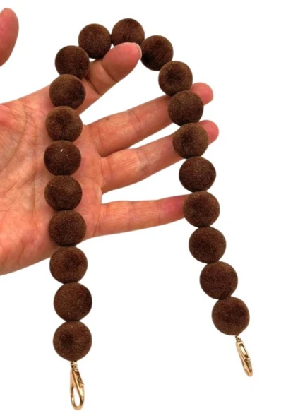 Çanta Aksesuar 40 Cm Kadife  Koyu Kahve Çanta Sapı Kancalı ürün görseli 1