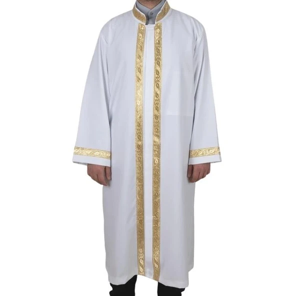 İmam Cübbesi Sarı Sırmalı Beyaz Renk ürün görseli 1