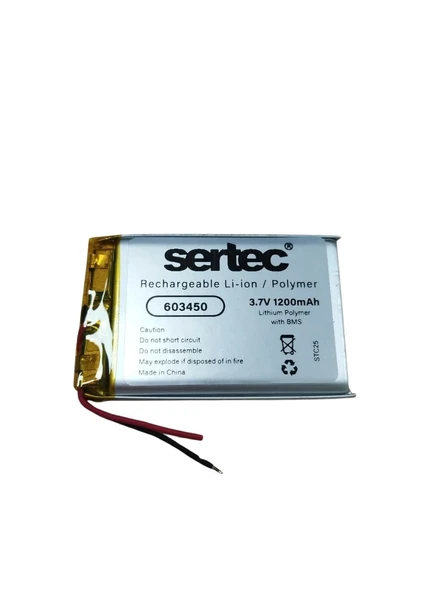 Sertec 603450 3.7v 1200 Mah Li-polymer Pil (devreli/1.5a) ürün görseli 1