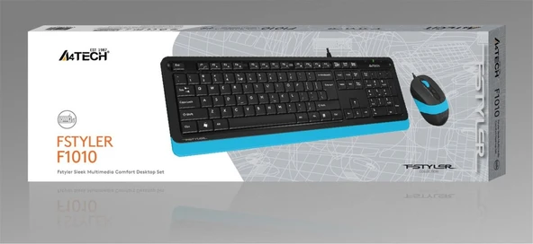 A4 Tech F1010 Q Usb Mavi Fn-Mm Klv+Optik Mouse  Set ürün görseli 1