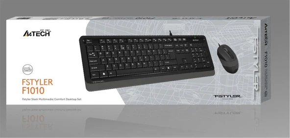 A4 Tech F1010 Q Usb Gri Fn-Mm Klv+Optik Mouse Set ürün görseli 1