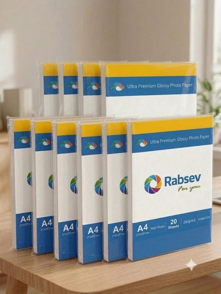 Rabsev Fotoğraf Kağıdı A4 Parlak 260GR ( 10 Paket 200 Adet ) ürün görseli 1