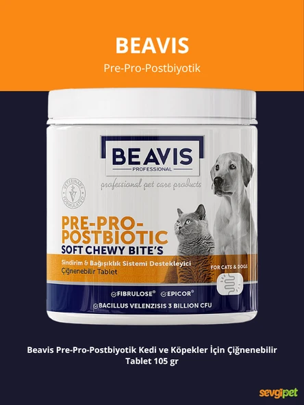 Pre, Pro & Postbiyotik Kedi ve Köpekler İçin Çiğnenebilir Tablet 105 GR ürün görseli 1