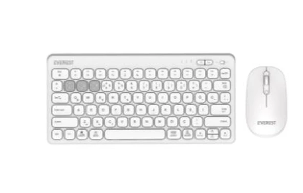 Everest  KM-BT903 Beyaz 3in1 3 BT + 2.4  İnce Q 4 Cihaz Bağlantılı Kablosuz Klavye + Mouse Set ürün görseli 1