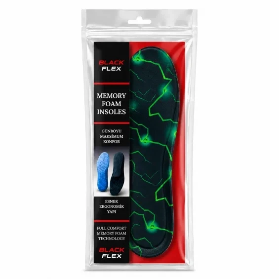 BLACK FLEX VOLT STORM MEMORY FOAM DARBE EMİCİ DİGİTAL BASKILI HAFIZALI ERKEK İÇ TABANLIK ürün görseli 1