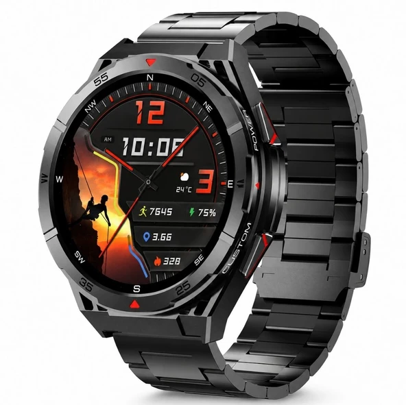 HainoTeko GPS-2 Akıllı Saat GPS Özellikli AMOLED Ekran 3 ATM Su Geçirmez 3 Kordonlu Bluetooth Aramalı Siyah ürün görseli 1