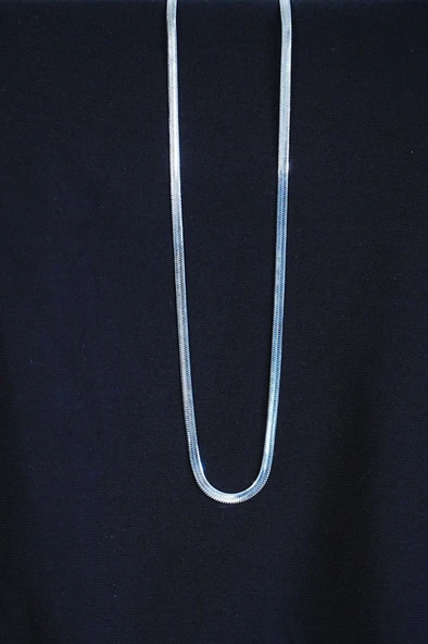 İtalyan Çelik Kolye 45cm 4mm Paslanmaz Gümüş - Resim 2