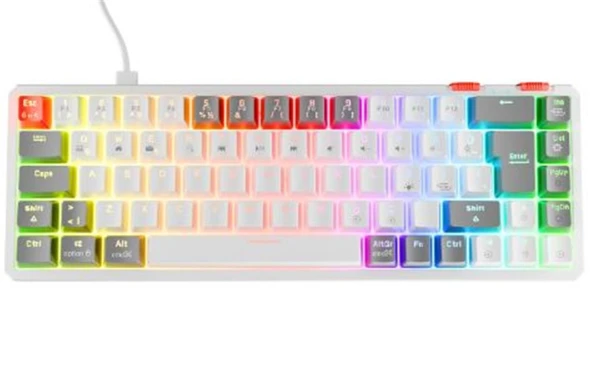 Rampage YORU MINI Beyaz-Gri Type-C Bağlantılı OUTEMU Red Swich Q Mekanik Gaming Oyuncu Klavye RGB ürün görseli 1