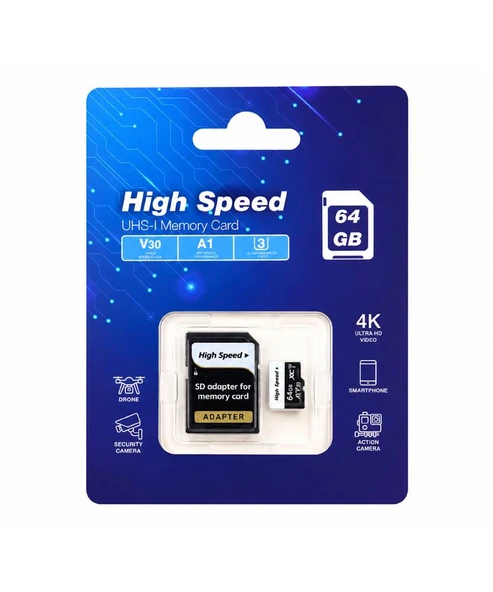 ELBA High Speed 64GB A1 V30 U3 Micro Hafıza Kartı Class10 ürün görseli 1
