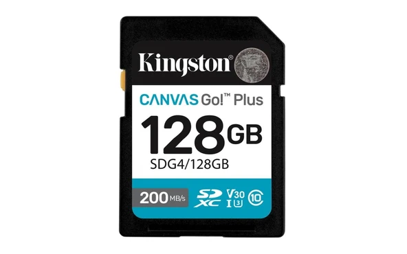 Kingston SDG4-128GB 128GB SDXC Canvas Go Plus Gen4 200MB-s C10 UHS-I U3 V30 Hafıza Kartı ürün görseli 1