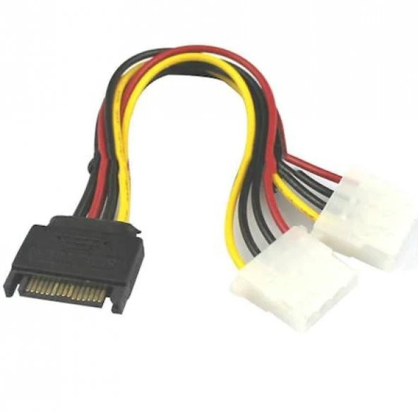 Dişi Sata Power to 2 Molex IDE Power Kablo 6 18AWG 15 Cm erkek sa ürün görseli 1