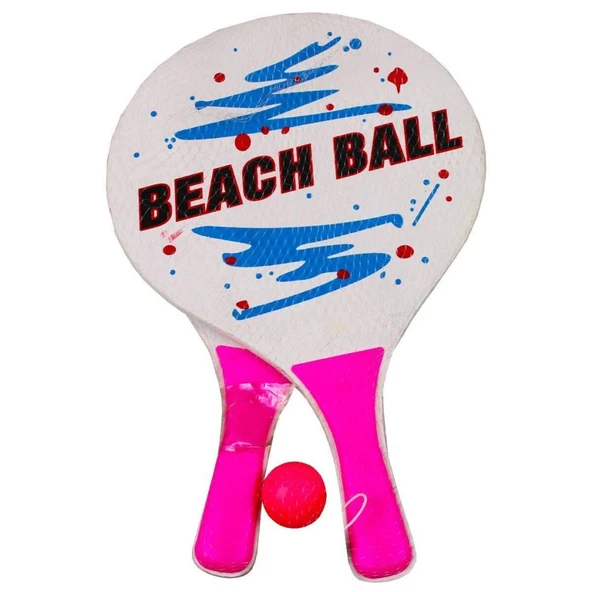 3394 FİLELİ TAHTA RAKETLİ BEACHBALL ürün görseli 1