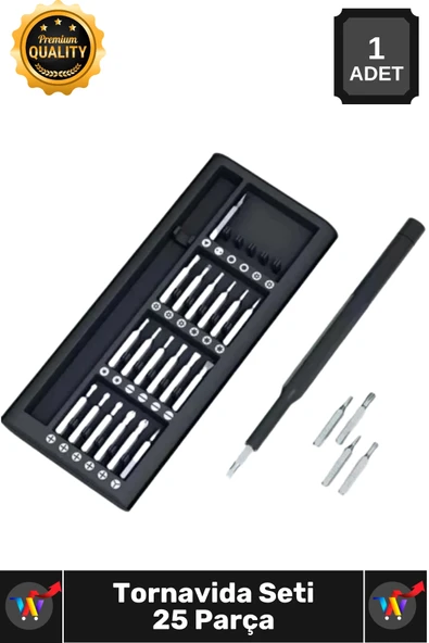 #Tornavida Hassas Onarım Seti Telefon Gözlük Saat Tamir 24in1 Ergonomik 25 Parça Tornavida Seti ürün görseli 1