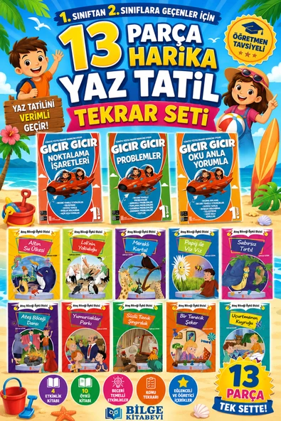 1. Sınıftan 2. Sınıfa Geçenler İçin 13 Parça Harika Yaz Tatil Tekrar Seti ürün görseli 1