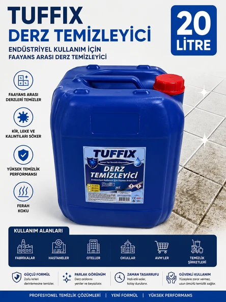 Tuffix Derz Temizleyici 20 Litre Endüstriyel Güçlü Formül - Fayans Arası Derz Temizleme ve Kir Sökücü ürün görseli 1