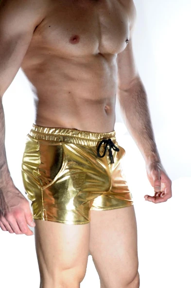 Erkek Gold Lame Short - Resim 5