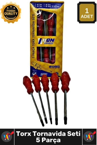 #Tornavida Profesyonel T15 T20 T25 T30 T40 Manyetik Uç Endüstriyel Çelik 5 Parça Torx Tornavida Seti ürün görseli 1