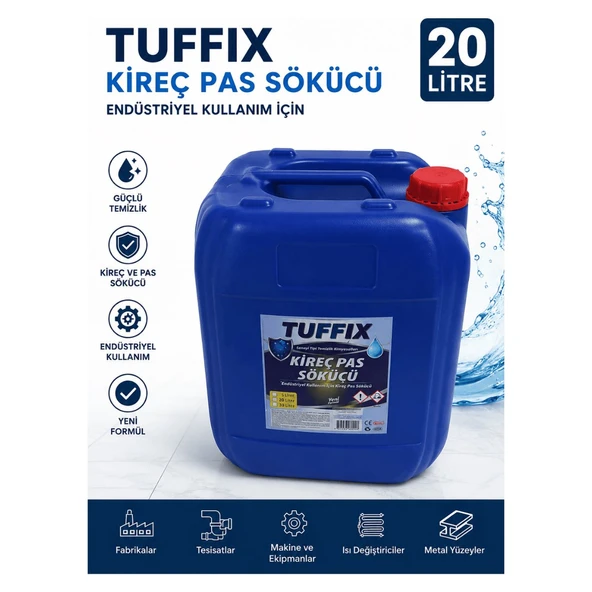 Tuffix 20 Litre Kireç Pas Sökücü Endüstriyel Güçlü Temizlik Ürünü - Kireç, Pas ve Mineral Kalıntı Temizleyici ürün görseli 1