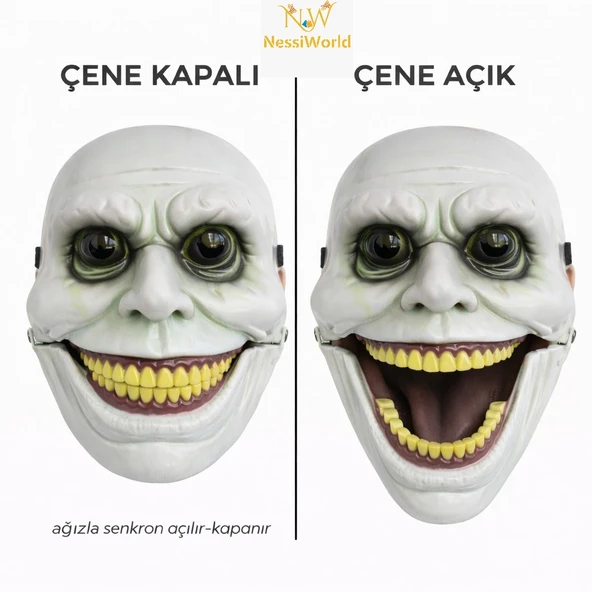 Hareketli Çene Mekanizmalı Korku Maskesi Yeşil ürün görseli 1