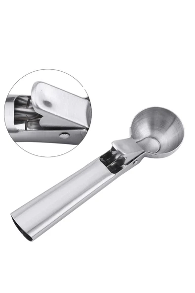 Paslanmaz Çelik Inox Dondurma Kaşığı - Karpuz Kurabiye Köfte Helva Porsiyonlama - Top Şekillendirici ürün görseli 1