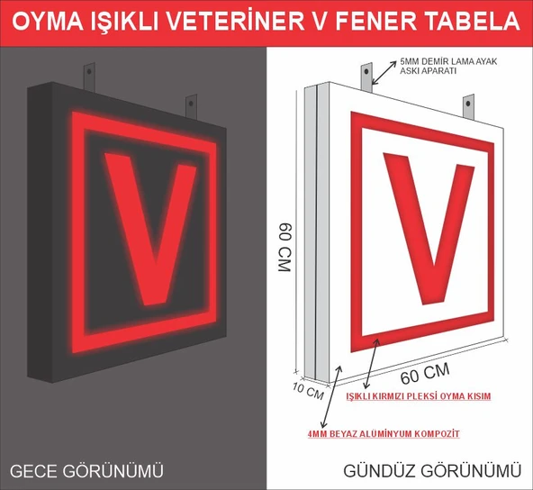 Veteriner Çiftaraflı Işıklı V Tabela ürün görseli 1