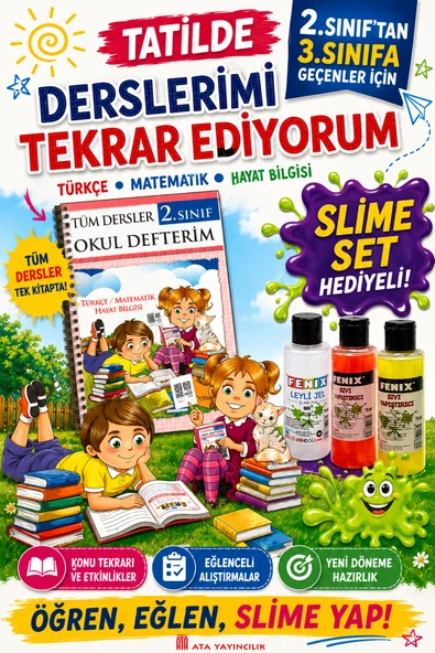 2.Sınıftan 3.Sınıfa Geçenler İçin Tatilde Derslerimi Tekrar Ediyorum (Slime Set Hediyeli) ürün görseli 1