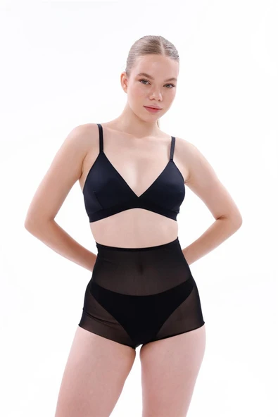 Siyah MI EMAY 2706 Lazer Tül Toparlayıcı Slip Hayalet Külot Korse ürün görseli 1