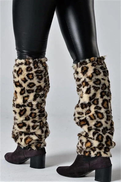 Leopar Desenli Peluş Tozluk - Resim 3