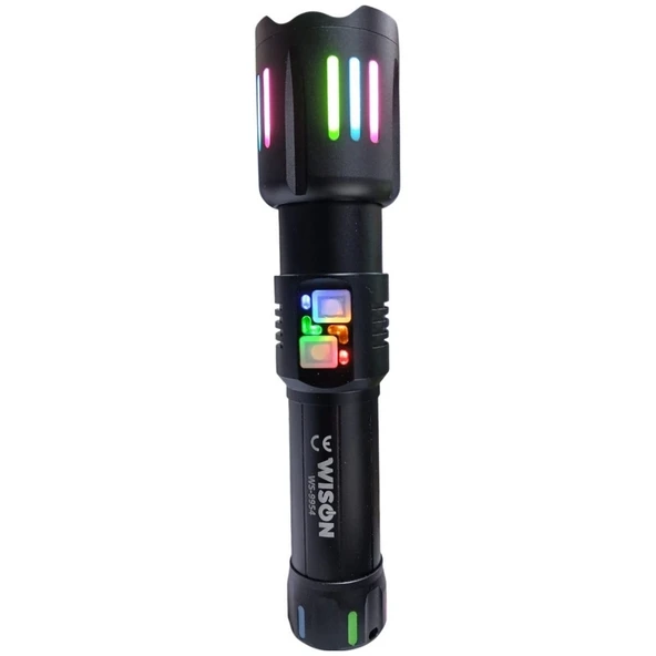 Ws-9954 25w  Zoomlu Yeşil Lazerli Metal Şarjlı El Feneri ürün görseli 1