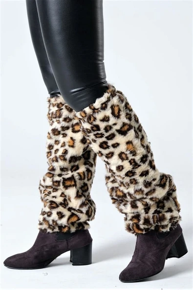 Leopar Desenli Peluş Tozluk ürün görseli 1