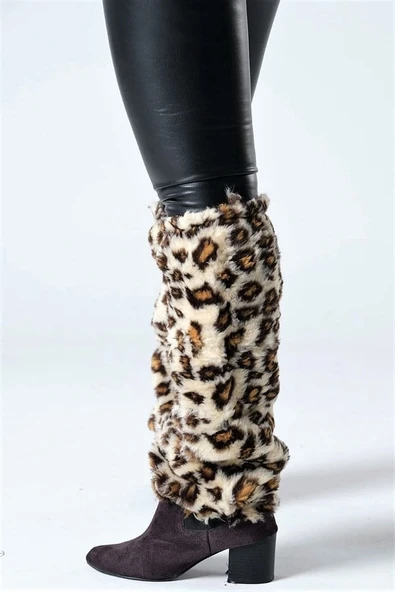 Leopar Desenli Peluş Tozluk - Resim 5