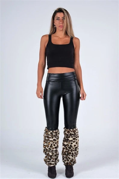 Leopar Desenli Peluş Tozluk - Resim 2