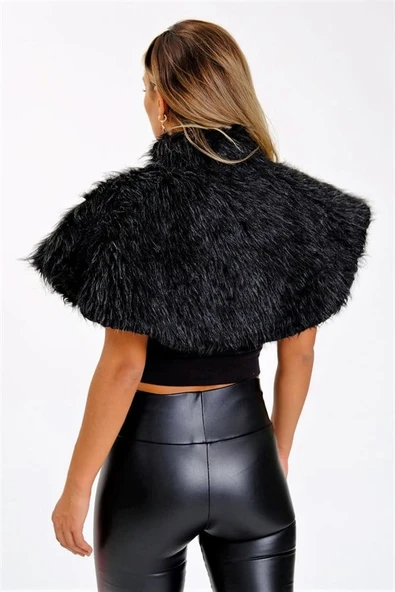 Siyah Broşlu Kürk Etol Bolero - Resim 7