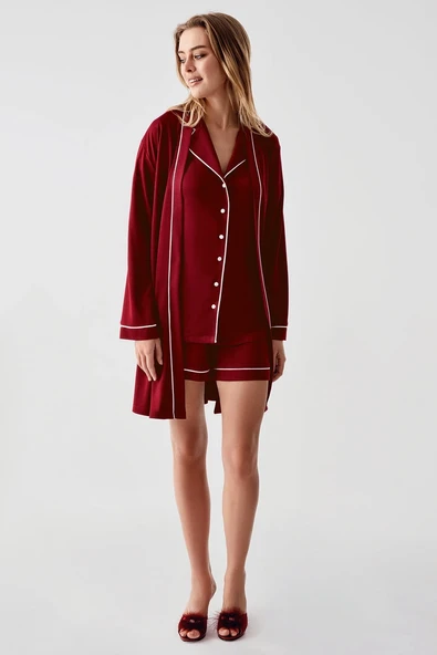 Freshness 324 Kadın 4'Lü Sabahlıklı Şorlu Pijama Takımı ürün görseli 1