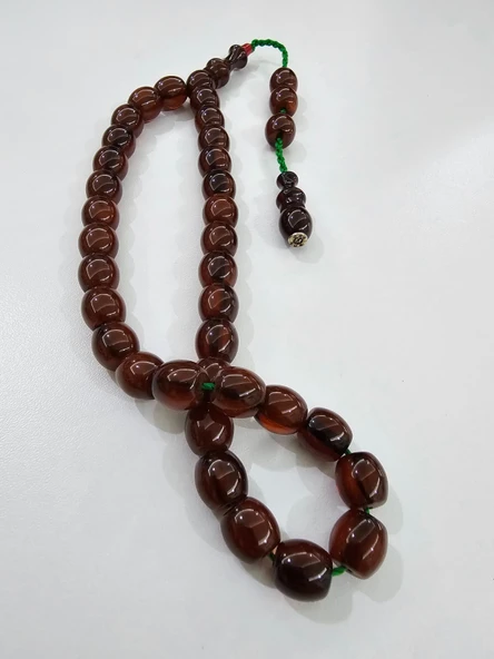 Zeyzun Usta İmzalı Sıkma Kehribar Tespih 10,5x11 mm Fıçı Kesim ürün görseli 1