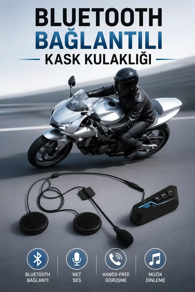 Kask Kulaklığı Motosiklet Intercom Interkom Dinleme Konuşma Özellikli Su Geçirmez ürün görseli 1