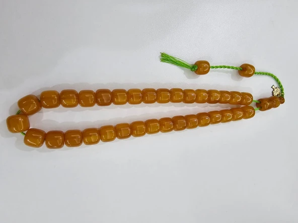 Mehmet Başkut Usta İmzalı Faturan Sıkma Kehribar Tesbih (10,3×11 mm) ürün görseli 1